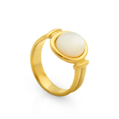 Nadine Vintage-Inspired White Mother-of-Pearl Round Ring