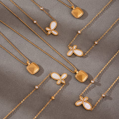 Shell Butterfly Pendant Necklace