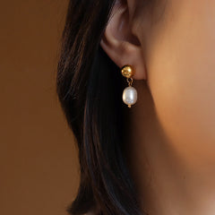 Cultured Freshwater Pearl Drop Stud Earrings