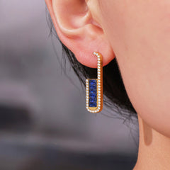 Cubic Zirconia Rectangular Drop Earrings