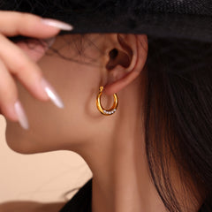 18K Gold-Plated Faux Pearl Accent Hoop Earrings