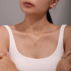 Heart Cubic Zirconia Necklace Bracelet or Flat Chain