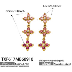 18K Gold-Plated Color Cubic Zirconia Flower Jewelry
