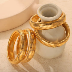 Ribbed Coil Bangle Bracelet