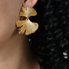 Sculptural Ginkgo Leaf Earrings
