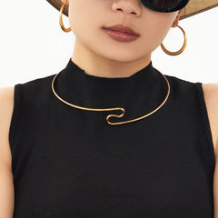 Gold-Tone Open Sculptural Collar Necklace