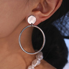 Large Round Hoop Earrings in Gold, Silver or Two-Tone