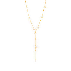 18K Gold-Plated Pearl-Look Y Necklace