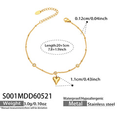 18K Gold-Plated Heart Charm Anklet