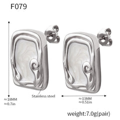 Framed Enamel Rectangle Stud Earrings
