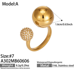 Cubic Zirconia Sphere Open Rings