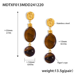 18K Gold-Plated Tiger Eye Earring Designs