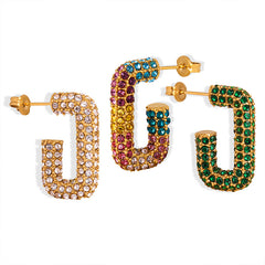 Sparkling G-Shaped Hoop Earrings