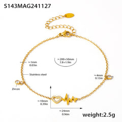 Gold-Tone Heartbeat Charm Anklet