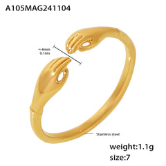 Embracing Hands Adjustable Open Ring