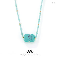 Amazonite Beaded Flower Pendant Necklace