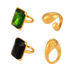 Gold-Tone Geometric and Accent Ring Designs