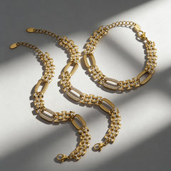 18K Gold-Plated Cubic Zirconia Oval-Link Bracelet