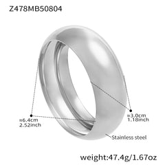 Polished Wide Stainless Steel Bangle Bracelet