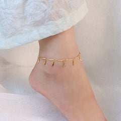 Gold-Tone Leaf Charm Anklet