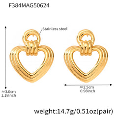 Sculptural Heart or Crescent Drop Earrings