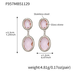 Faceted Oval Glass Drop Earrings