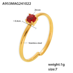 Color Cubic Zirconia Solitaire Open Ring