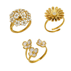 Daisy and Enamel Flower Ring Collection