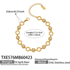 18K Gold-Plated Round Cubic Zirconia Necklace & Bracelet