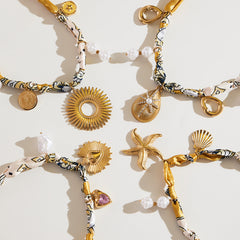 Pearl-Look Scarf-Style Charm Necklace