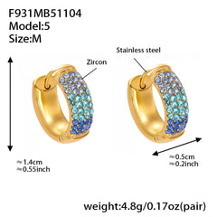 18K Gold-Plated Color Cubic Zirconia Hoop Earrings