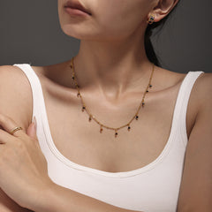 Colorful Stone Beaded Necklaces & Flat Chain