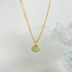Green Aventurine Pendant Necklace & Hoop Earrings