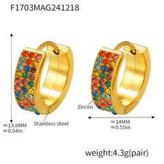 18K Gold-Plated Pave Cubic Zirconia Hoop Earrings