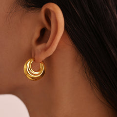 18K Gold-Plated Sculptural Crescent Earrings