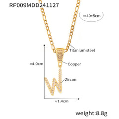 Cubic Zirconia Script Initial Pendant Necklace