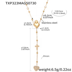 Cubic Zirconia Heart and Cross Charm Jewelry
