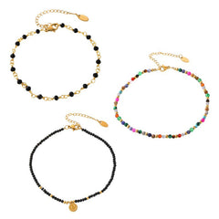 18K Gold-Plated Natural Stone Bead Anklet