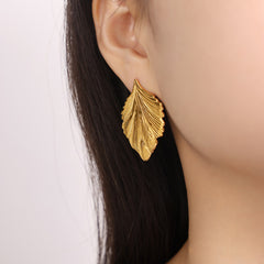 Textured Leaf Drop Earrings