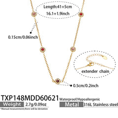 18K Gold-Plated Color Cubic Zirconia Station Jewelry
