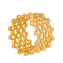 18K Gold-Plated Openwork Rhinestone Band Ring