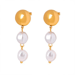 Gold-Tone Pearl-Look Triple Drop Earrings