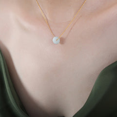Natural Stone Round Pendant Necklace
