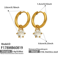 18K Gold-Plated Cubic Zirconia Pendant or Hoop Earrings