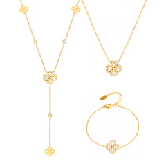 18K Gold-Plated Cubic Zirconia Flower Charm Jewelry
