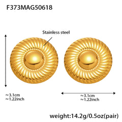Radiating Round Disc Stud Earrings