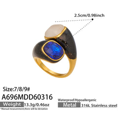 Enamel Pearl-Look & Cat-Eye-Look Statement Rings