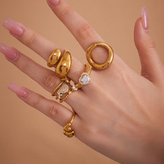 18K Gold-Plated Sculptural Open Ring Designs