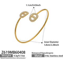18K Gold-Plated Sparkling Flower Open Cuff Designs