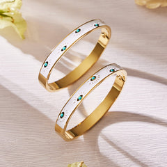 18K Gold-Plated Enamel Eye Bangle
